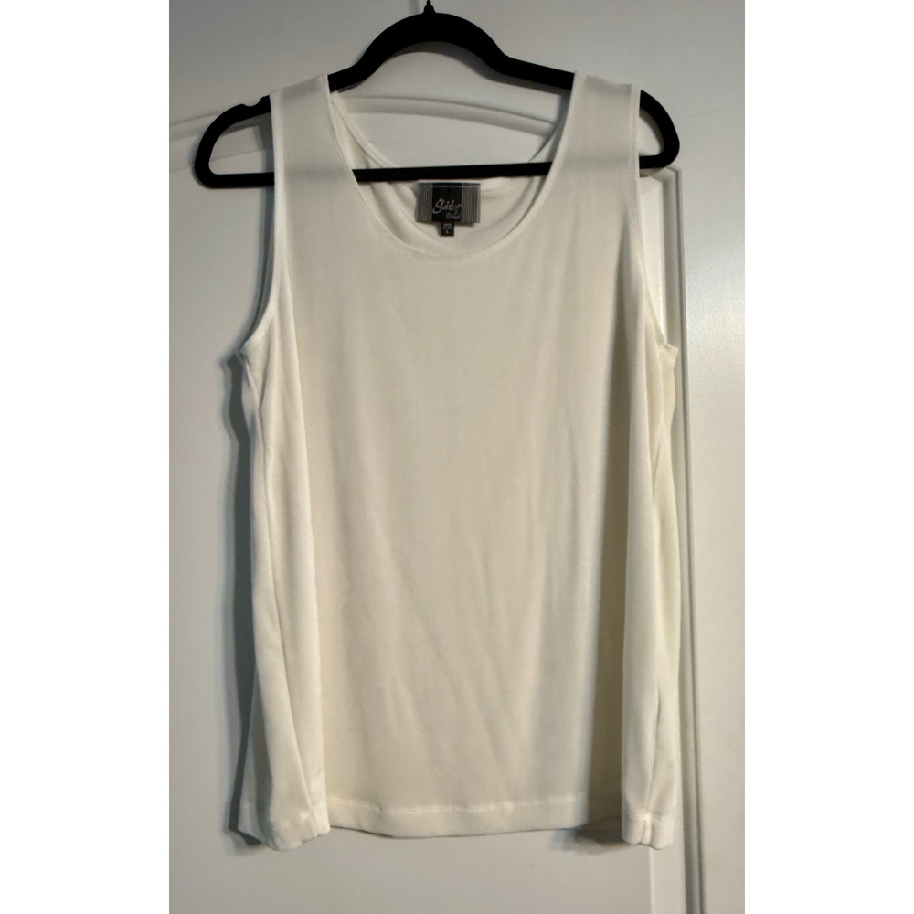 Slinky Brand Tank Top Women Large‎ White Acetate Blend Layering Basic Stretch